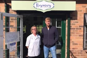 Kelly Davies, owner of Rosemary on the Park, alongside Andrew 'Freddie' Flintoff at her cafe in Moor Park yesterday (Sunday, September 20). Pic: Rosemary on the Park