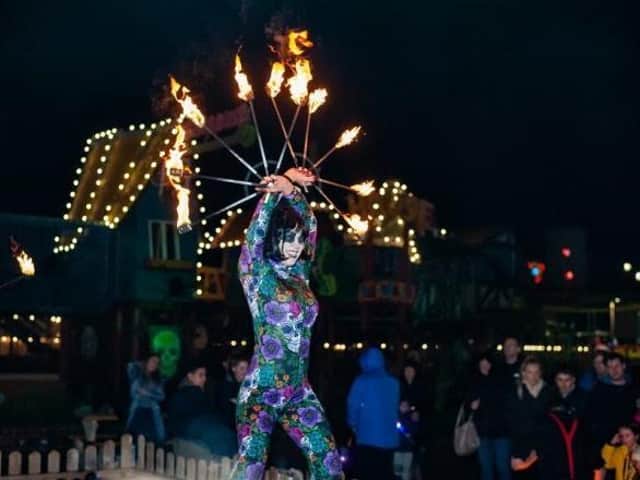 Fire dancer at Southport Pleasureland's Day of the Dead festival