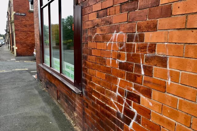 The swastika - accompanied by the date '1914' - is a repeat of the graffiti found painted onto a wall in a Plungington alleyway during Jewish New Year festivities at the weekend