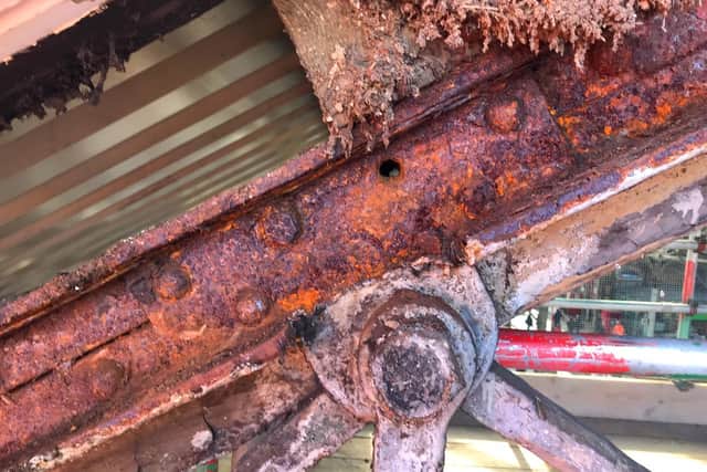 Corroded metal work inside the building had to be replaced. Picture courtesy Network Rail