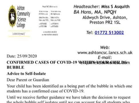 Heateacher Sharon Asquith informed parentsof the confirmed case of COVID-19 at the school this morning (September 28)