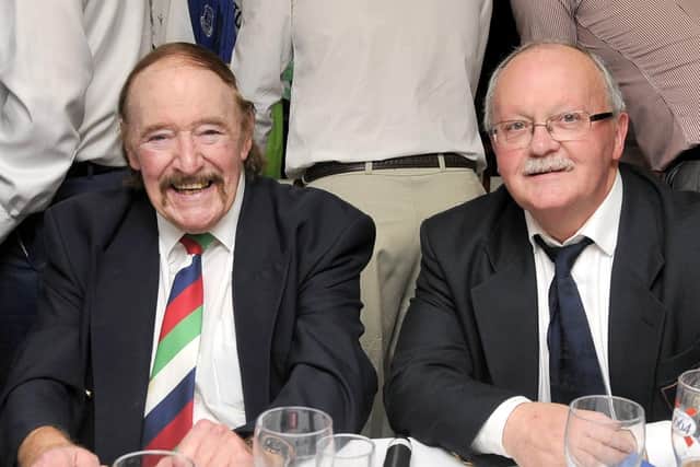 Mike King (left) with Ian Rigby at the PNE Former Players Association annual sportsman's dinner at Deepdale in October 2018