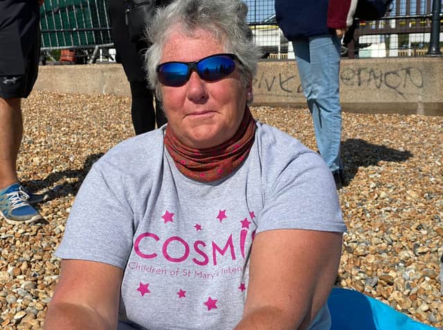 Audrey Hellen was part of a relay team which swam the English Channel