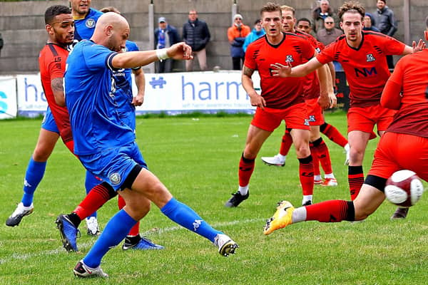 Andy Teague scores against Basford on Saturday