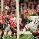 Jonathan Macken scores Preston's first equaliser at Brentford in September 1999