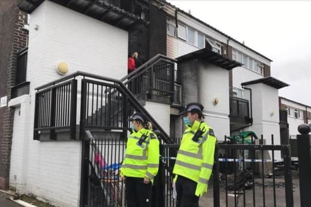 Police have cordoned off the flats in Duke Street, Avenham while an investigation continues into the blaze.