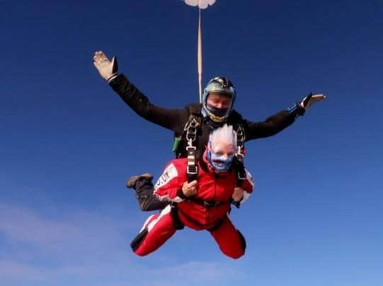Patricia, 90, raised money for two causes close to her heart   Photo: Black Knights parachute centre