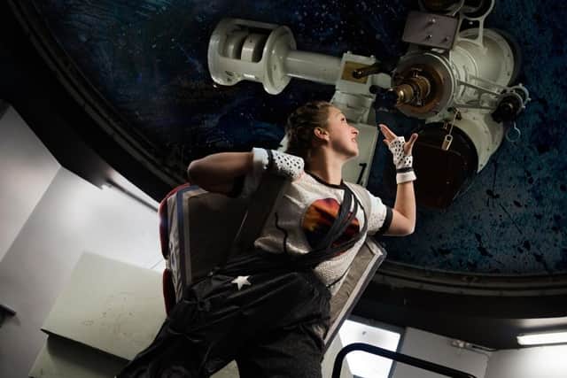 Lucy Starkey with the UCLan telescope Photo by Rebecca Richards