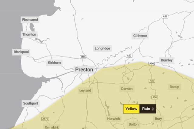 The warning covers areas of Lancashire that suffered flooding on Tuesday.