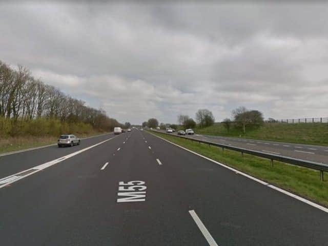 Traffic on the M55 was halted this morning