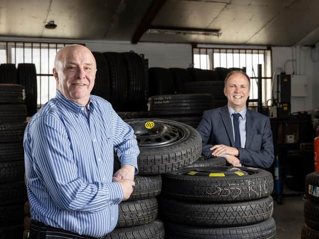 From left, Andy Wess of Wess Tyres and Alistair Igo of FW Capital