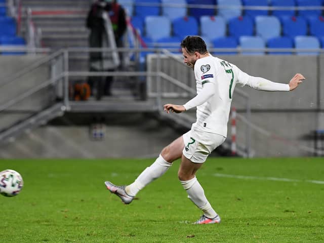 Alan Browne takes his penalty for the Republic of Ireland against Slovakia