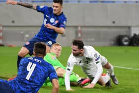 Alan Browne sees an effort hit the post in the Republic of Ireland's clash with Slovakia