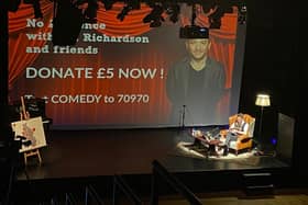 Comedian Jon Richardson on stage during the comedy evening to raise money for St John's Hospice.