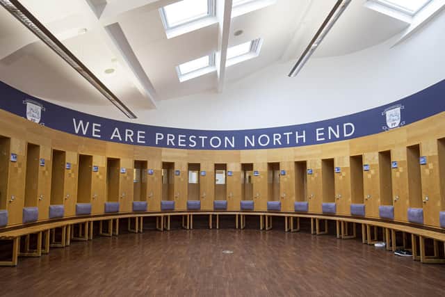 The dressing room at Preston North End's new Euxton training ground Picture courtesy of PNE