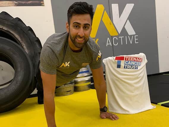 Adam Badat, who runs AK Active fitness studio with his wife Kimberley, will complete Teenage Cancer Trust's charity challenge of 3,000 press ups in 30 days.
