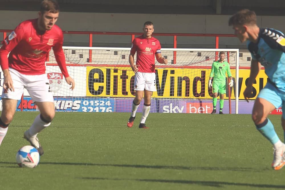 Morecambe's Ryan Cooney had a goalscoring opportunity at Crawley Town