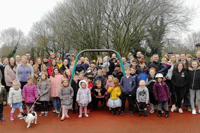 Happier times - locals gather to call for an upgrade of Walton Park playground in less socially-distanced days, back in January 2020