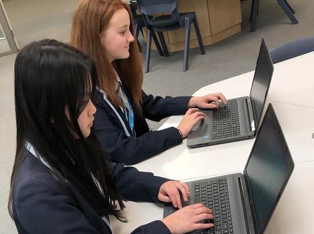 Fulwood Academy pupils on their laptops