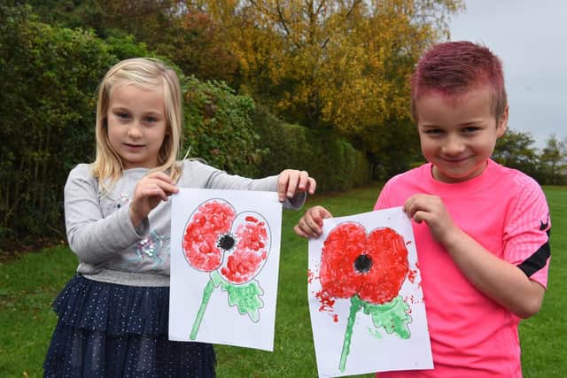 Bella and Ben have been busy painting poppies for their windows

Photos by Neil Cross