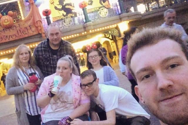 James Jerram (right) with his sister Samantha Jerram (middle) and her fiance Dave Wells (second right).