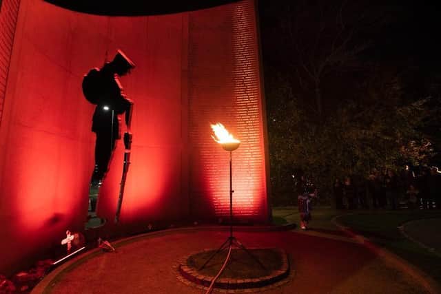The First World War memorial in Lostock Hall will be lit up in red on Remembrance Sunday