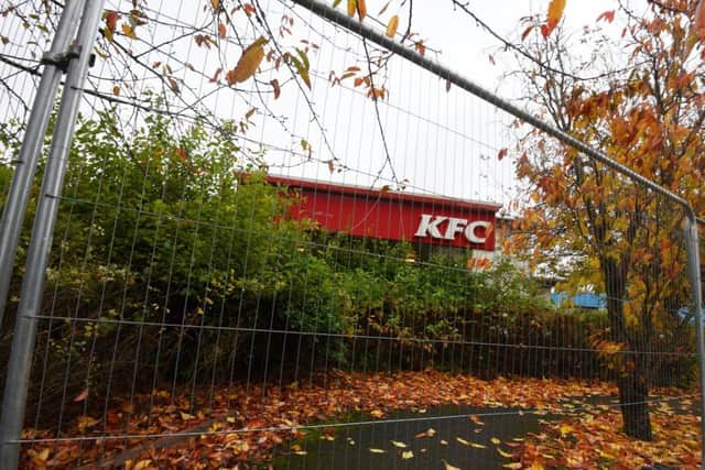Metal security fencing has been put in place around KFC in Port Way, Preston Docks whilst it undergoes a refurbishment