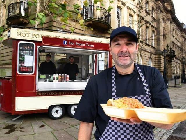 The Hot Potato Tram open again on Preston Flag Market with Tony Nelson taking over