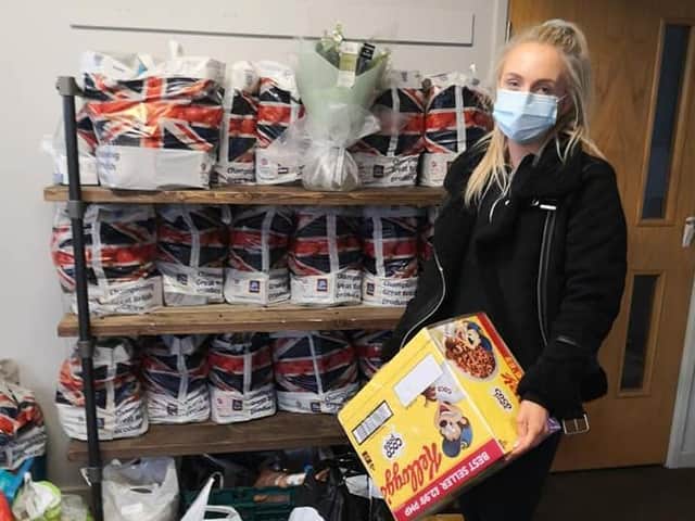 Food bags ready to be donated to struggling families last month