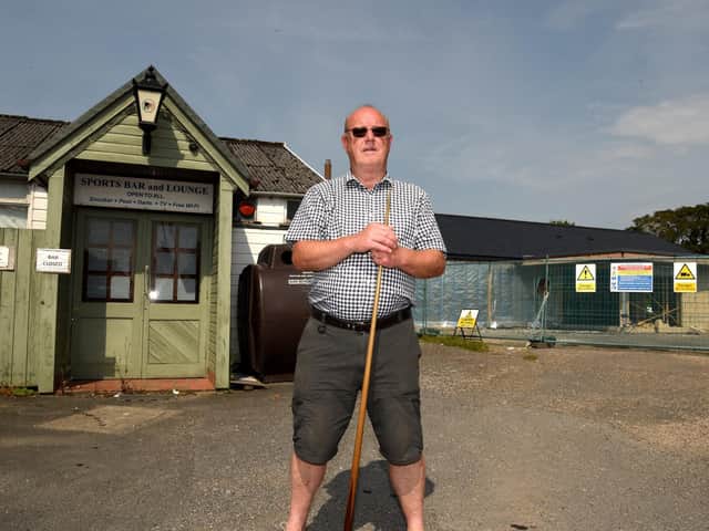 John Leak on the site of the village hall