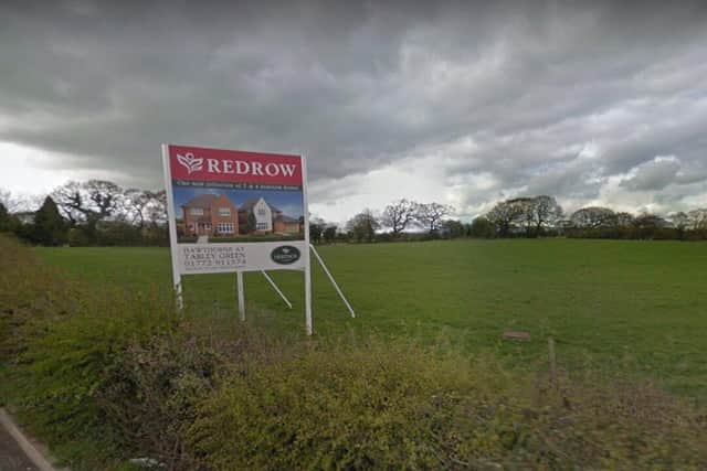 Access to the new estate will be taken from an existing development on Tabley Lane, pictured here in April 2019 before work on it began (image: Google)