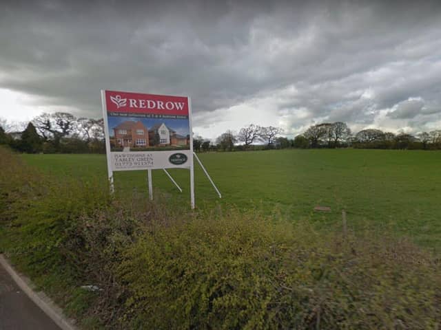 Access to the new estate will be taken from an existing development on Tabley Lane, pictured here in April 2019 before work on it began (image: Google)