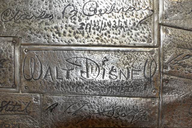 Jewelled casket for auction through 1818 Auctioneers. Walt Disney's signature on a pewter label, dated 1934.