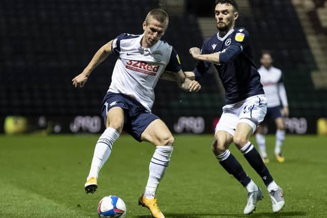 Preston North End striker Emil Riis in action against Millwall at Deepdale