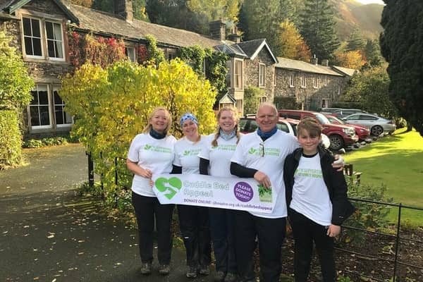 Josie Curtis, Alyson, Holly, Paul and Jack all did a sponsored hike to raise money for a special cuddle bed for St John's Hospice in Lancaster.