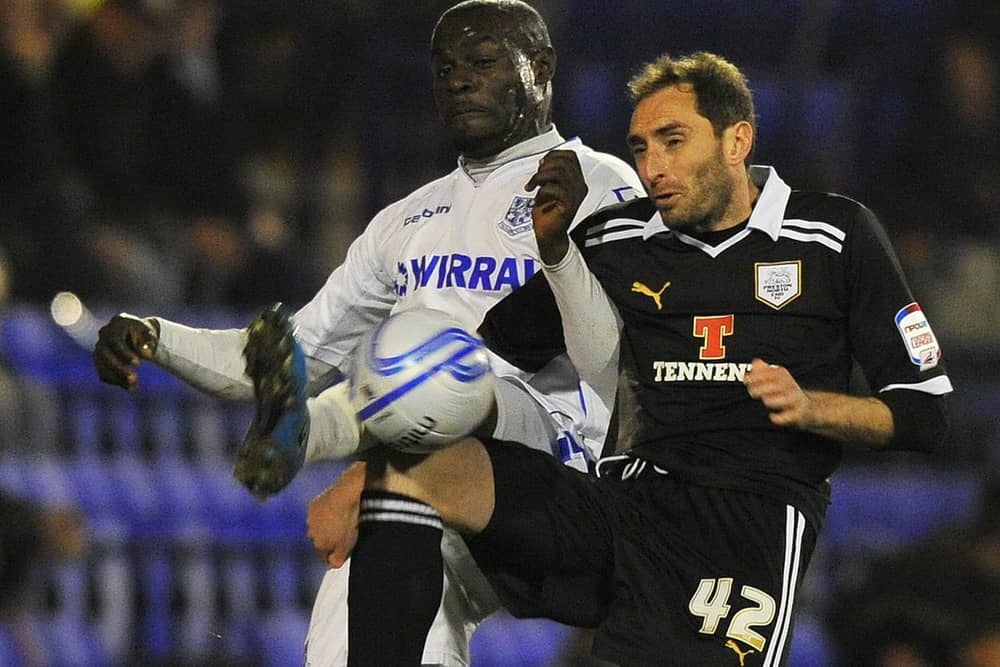 Nicky Hunt (right) playing for Preston North End against Tranmere in Matrtch 2012