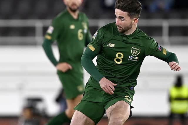 Preston North End striker Sean Maguire in action for Republic of Ireland against Finland in October