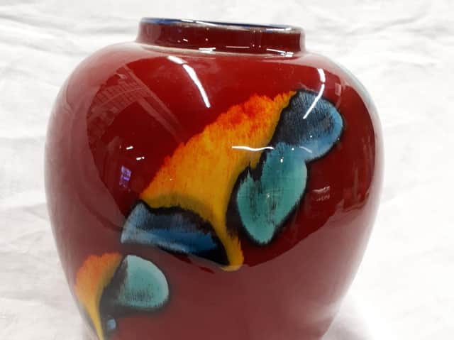 This "Volcano" vase is 55 pounds