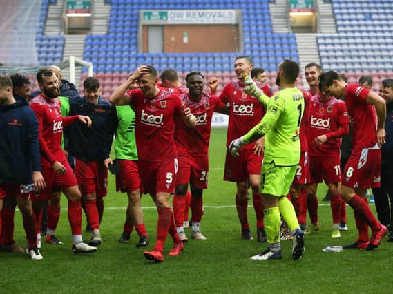 Chorley celebrate win over Wigan in the FA Cup