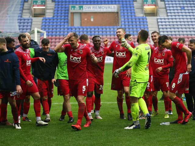 Chorley celebrate win over Wigan in the FA Cup