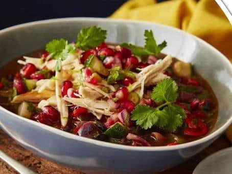 Mexican Bean Soup with Shredded Turkey & Salsa