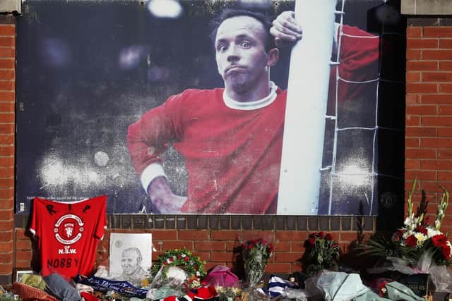 Tributes to Nobby Stiles at Manchester United's Old Trafford ground