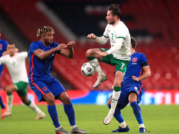 Alan Browne in action for the Republic of Ireland against England on Thursday night