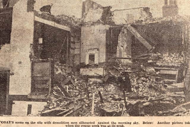 Scene of devastation after the collapse of The Greyhound pub