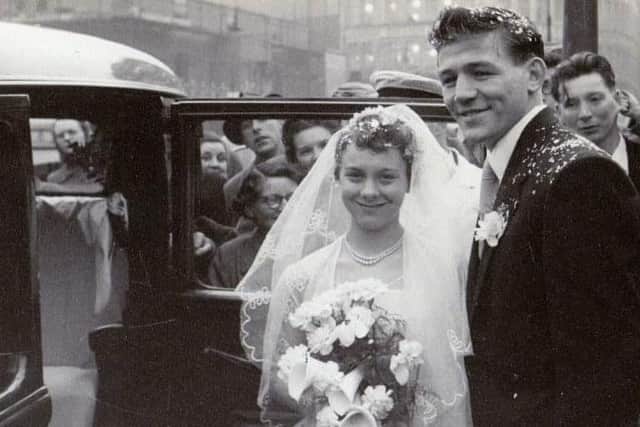 June and Johnny Sullivan on their wedding day