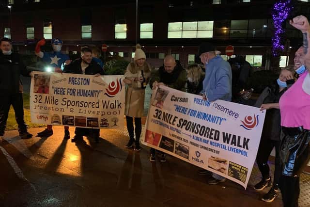 Some of the group cheered and celebrated when they reached Alder Hey in the evening