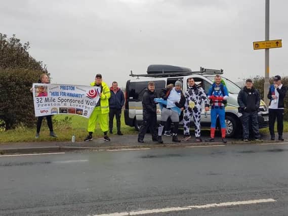 The group began their sponsored walk in Preston and headed 32 miles to Liverpool