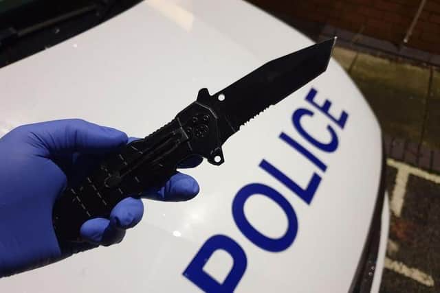 This knife was located by officers in Leyland on Saturday, November 14. Pic: Lancashire Police