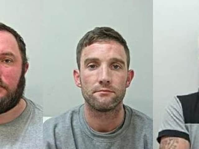 From left, Paul Harrison, 38, Michael Dempsey, 32 and Jason Corless, 39