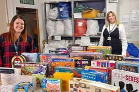 St John's Hospice in Lancaster has expanded its online shopping platforms on ebay and Facebook during the Covid-19 pandemic. Pictured are Leanne Hunter, e-commerce co-ordinator and Zosia Muhler, e-commerce assistant with some of the goods for sale online.